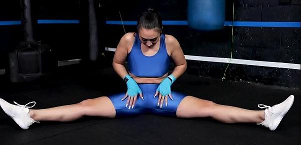  Sexy and fit babe demonstrates some wrestling moves